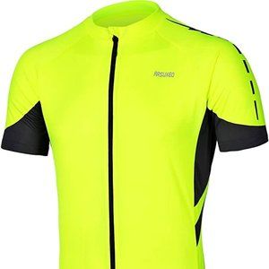 ARSUXEO Men's Short Sleeves Cycling Jersey Bicycle MTB Bike Shirt 636 Neon Yello